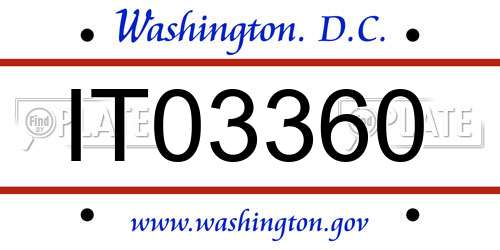 IT03360 District Of Columbia License Plate