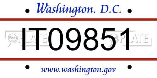 IT09851 District Of Columbia License Plate