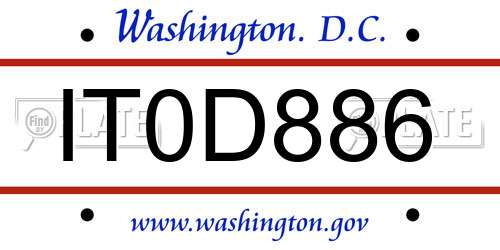 IT0D886 District Of Columbia License Plate