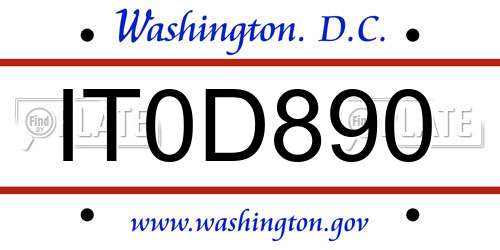 IT0D890 District Of Columbia License Plate