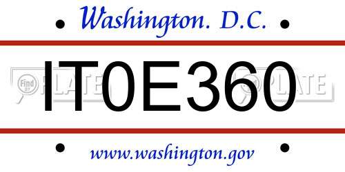 IT0E360 District Of Columbia License Plate