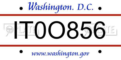 IT0O856 District Of Columbia License Plate
