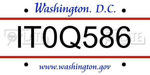 IT0Q586 District Of Columbia License Plate