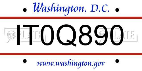IT0Q890 District Of Columbia License Plate