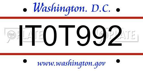 IT0T992 District Of Columbia License Plate