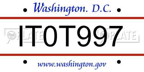 IT0T997 District Of Columbia License Plate