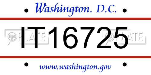 IT16725 District Of Columbia License Plate
