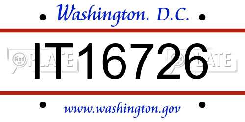 IT16726 District Of Columbia License Plate