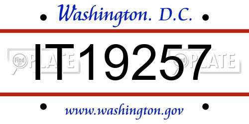 IT19257 District Of Columbia License Plate