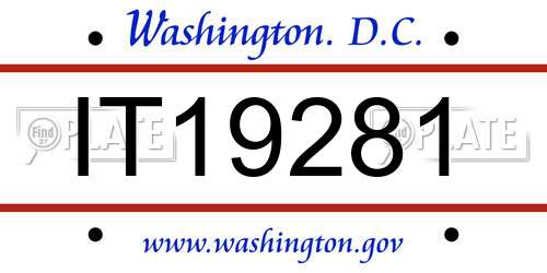 IT19281 District Of Columbia License Plate