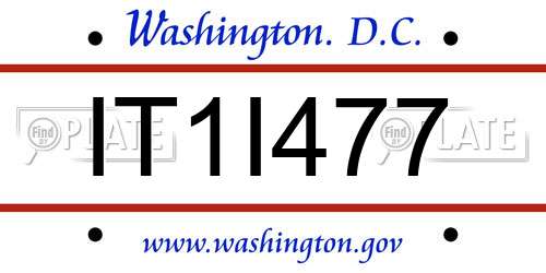 IT1I477 District Of Columbia License Plate