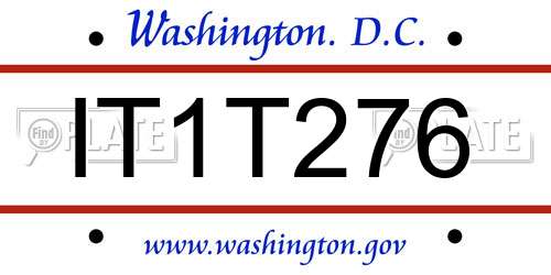 IT1T276 District Of Columbia License Plate