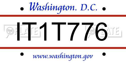 IT1T776 District Of Columbia License Plate