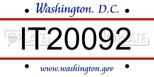 IT20092 District Of Columbia License Plate