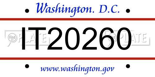 IT20260 District Of Columbia License Plate