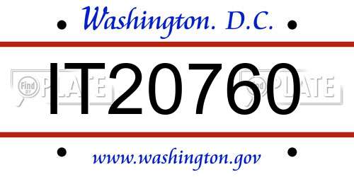 IT20760 District Of Columbia License Plate