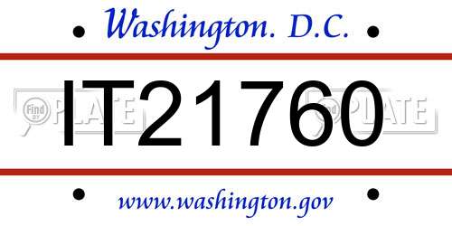 IT21760 District Of Columbia License Plate