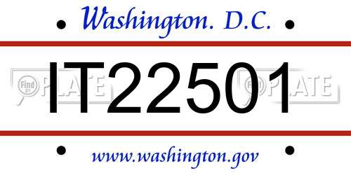 IT22501 District Of Columbia License Plate
