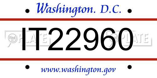IT22960 District Of Columbia License Plate