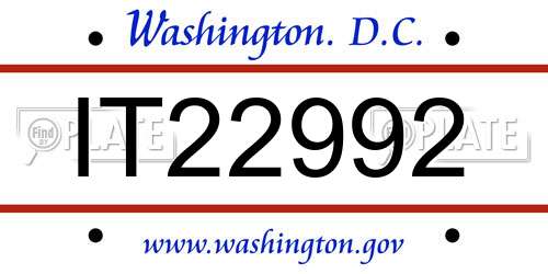 IT22992 District Of Columbia License Plate
