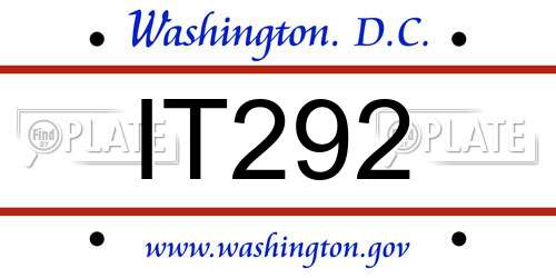 IT292 District Of Columbia License Plate
