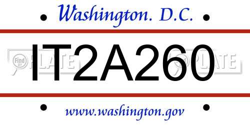 IT2A260 District Of Columbia License Plate