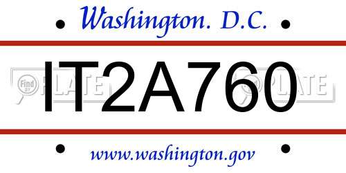 IT2A760 District Of Columbia License Plate