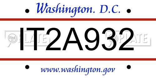 IT2A932 District Of Columbia License Plate