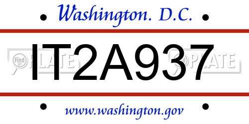 IT2A937 District Of Columbia License Plate