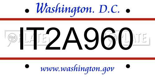 IT2A960 District Of Columbia License Plate