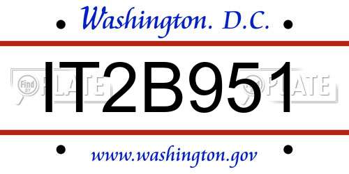 IT2B951 District Of Columbia License Plate