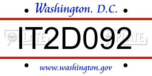IT2D092 District Of Columbia License Plate