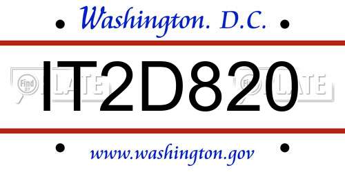 IT2D820 District Of Columbia License Plate