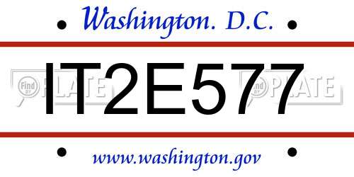 IT2E577 District Of Columbia License Plate