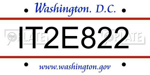 IT2E822 District Of Columbia License Plate
