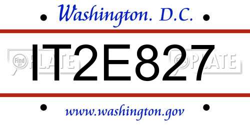 IT2E827 District Of Columbia License Plate