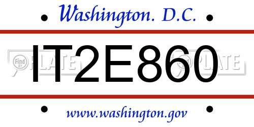 IT2E860 District Of Columbia License Plate