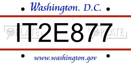 IT2E877 District Of Columbia License Plate