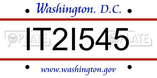 IT2I545 District Of Columbia License Plate