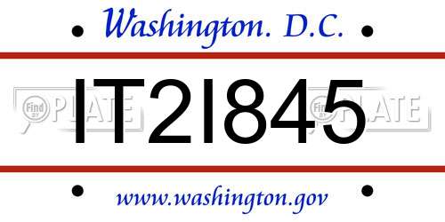 IT2I845 District Of Columbia License Plate