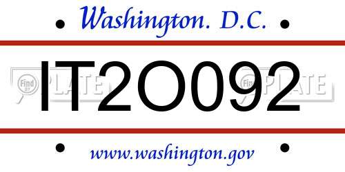 IT2O092 District Of Columbia License Plate