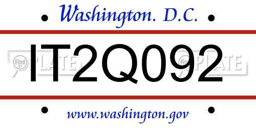 IT2Q092 District Of Columbia License Plate
