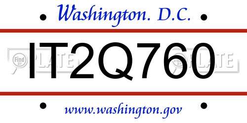 IT2Q760 District Of Columbia License Plate