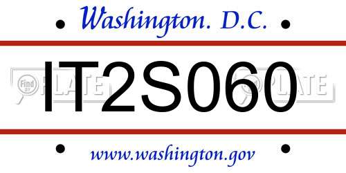 IT2S060 District Of Columbia License Plate