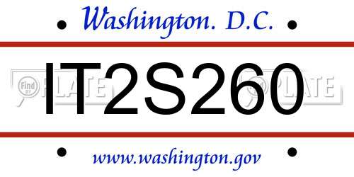 IT2S260 District Of Columbia License Plate