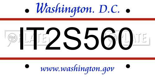 IT2S560 District Of Columbia License Plate