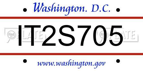 IT2S705 District Of Columbia License Plate
