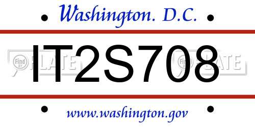 IT2S708 District Of Columbia License Plate
