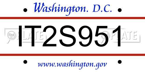 IT2S951 District Of Columbia License Plate