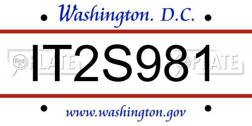 IT2S981 District Of Columbia License Plate